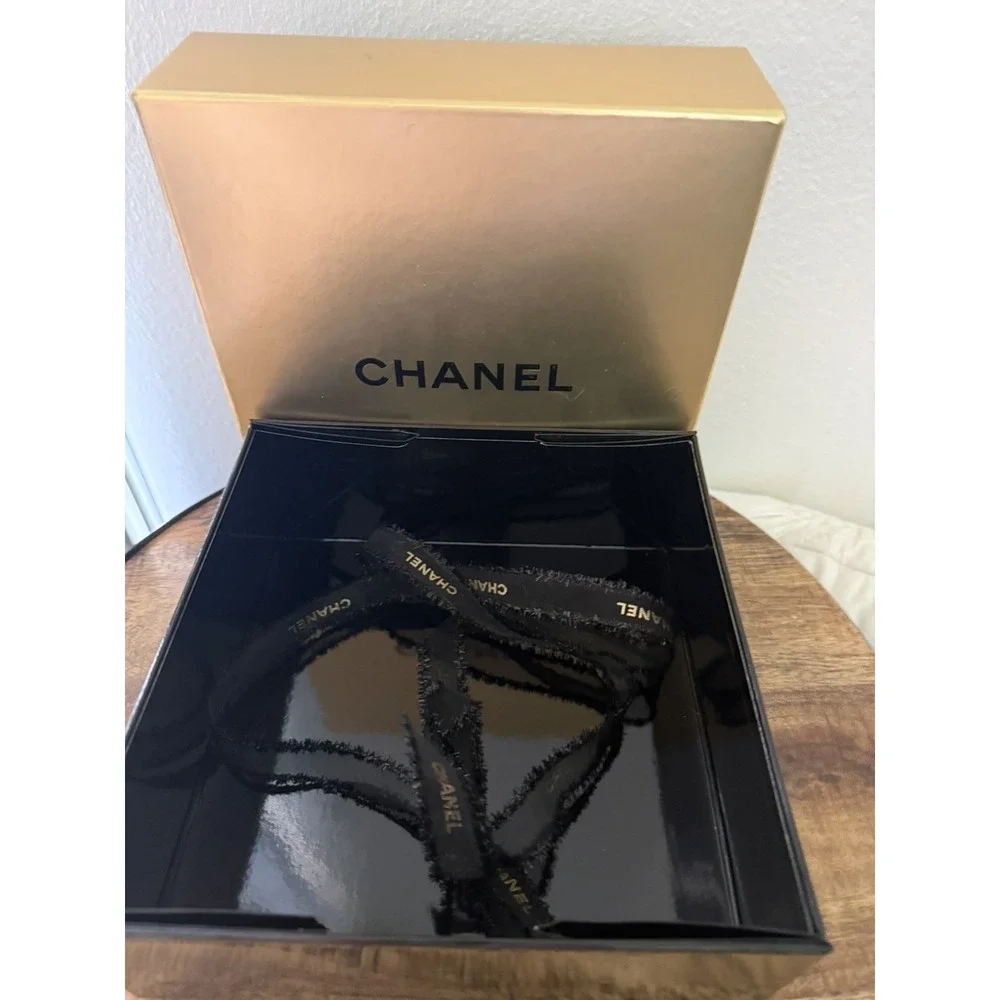 Chanel Luxury Holiday limited-edition Gold Gift Box + Black Ribbon *EMPTY 8x8x4